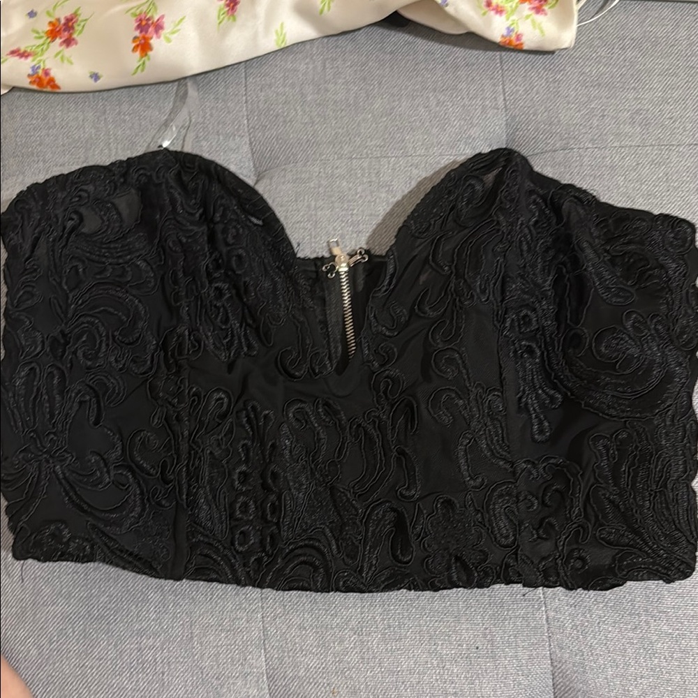 Fashion Nova Orange Yellow Embellished Bustier Crop Top